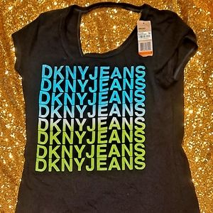 DKNY Black Tank Top W/ Multicolored Monogram logo's